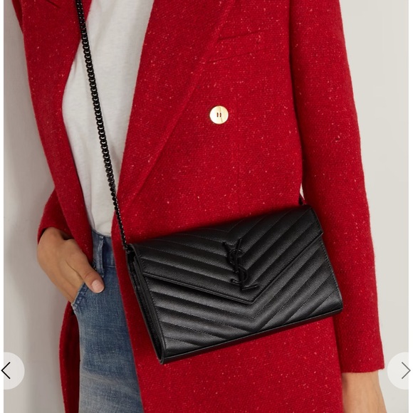 Yves Saint Laurent Monogram Large Wallet on Chain, Grained Leather - Picture 12 of 14